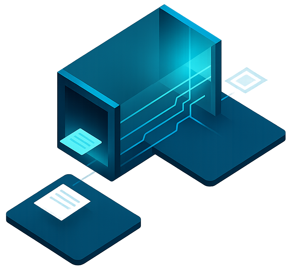 3D illustration of digital servers and cloud network representing IT infrastructure solutions